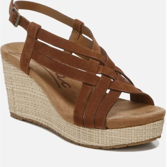 New ZODIAC PETRA SUEDE ANKLE STRAP WEDGE SANDALS brown leather suede chunky 10 - Picture 1 of 6